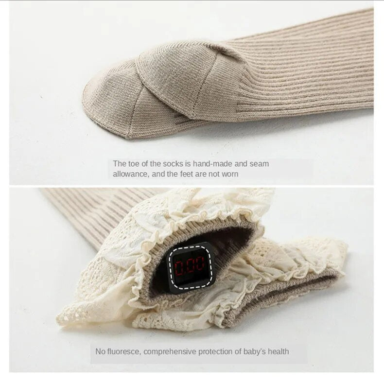 Adorable Tube Knee Socks with Lace Sizes 0-8y