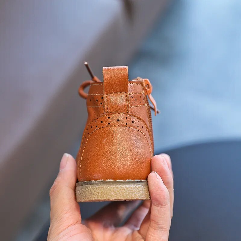 Leather Shoes Kids Ankle Boots in Black and Brown (Sizes 21-30) (2 Colors)
