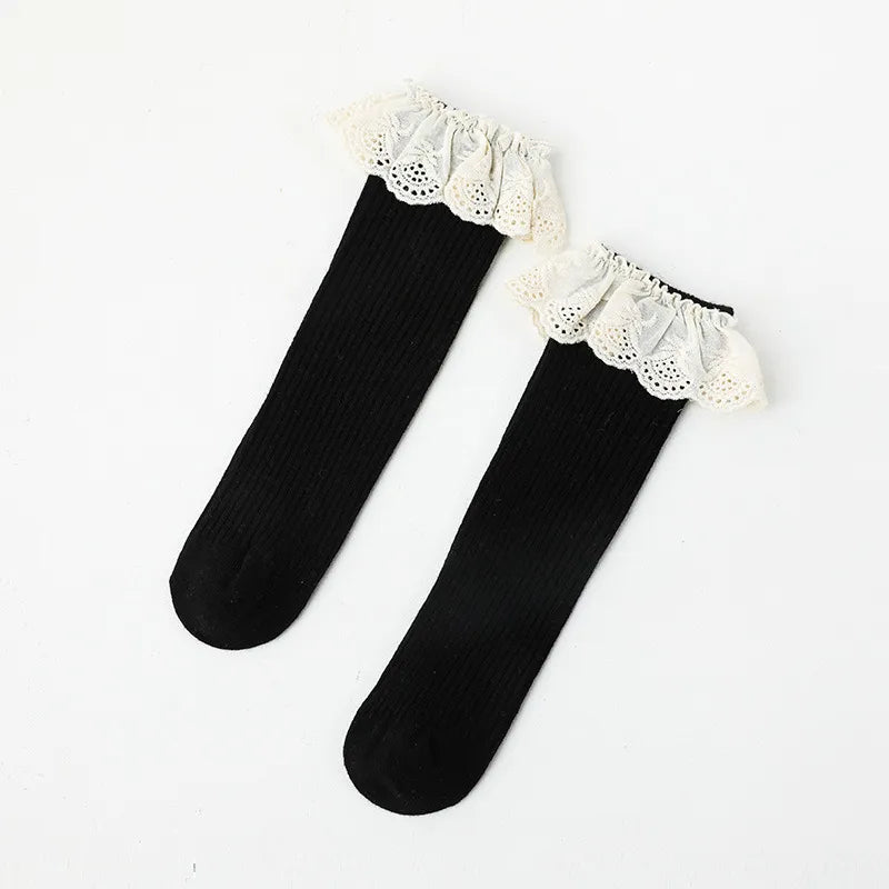 Adorable Tube Knee Socks with Lace Sizes 0-8y