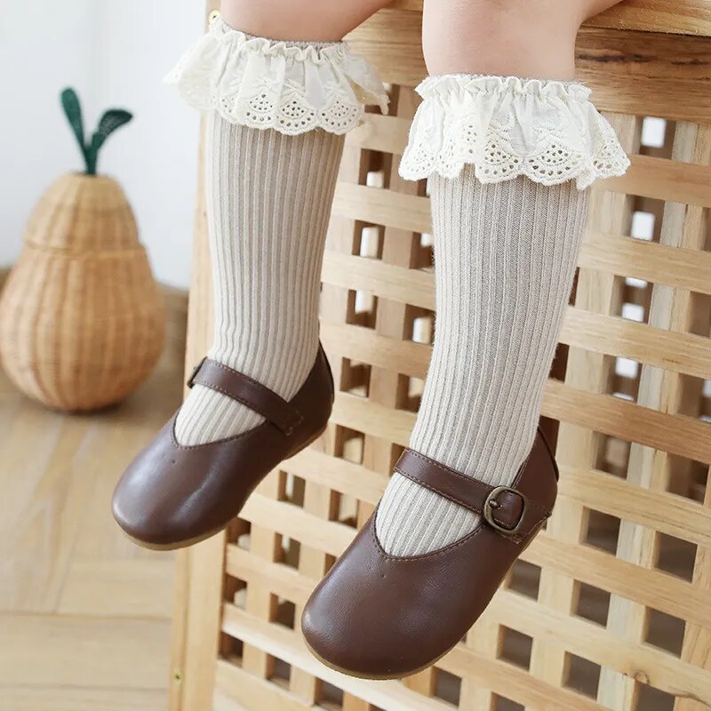 Adorable Tube Knee Socks with Lace Sizes 0-8y