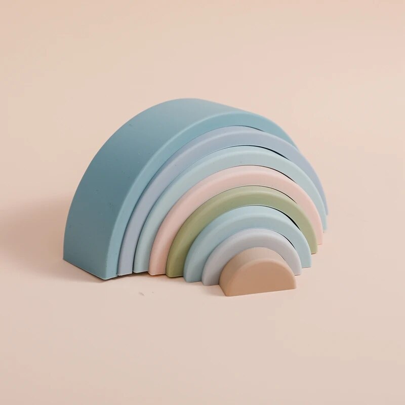 8Pcs Educational Rainbow Silicone Stacker