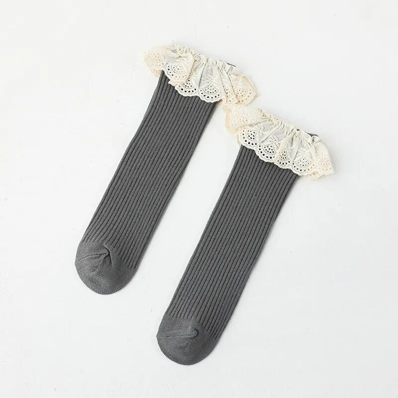 Adorable Tube Knee Socks with Lace Sizes 0-8y
