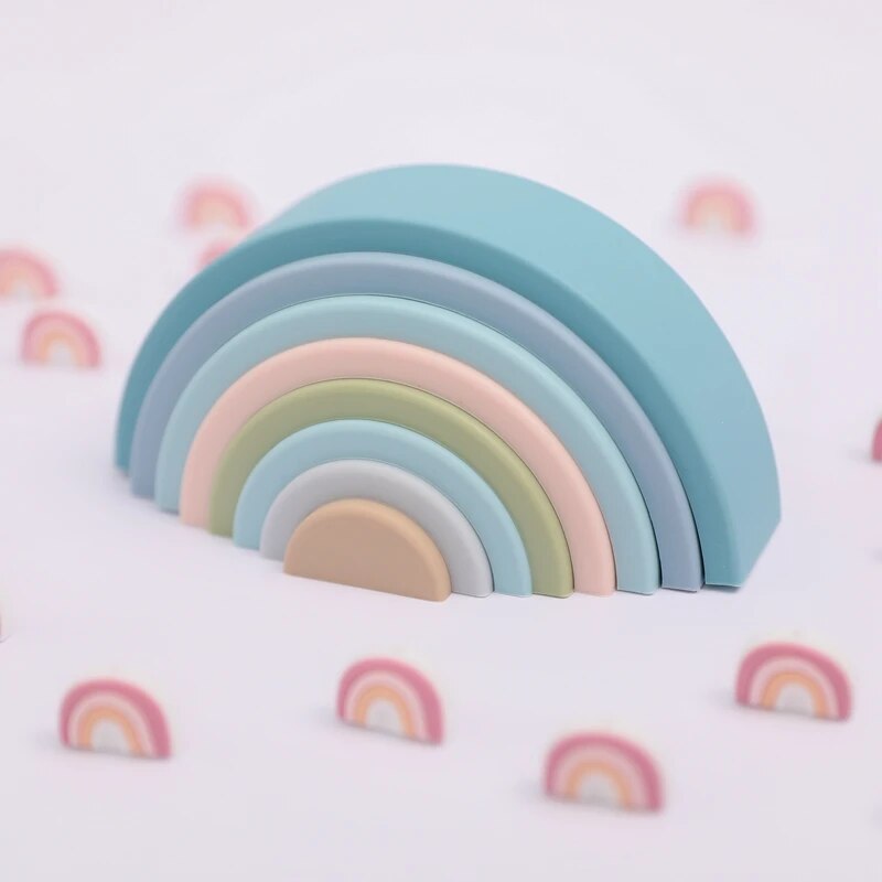 8Pcs Educational Rainbow Silicone Stacker