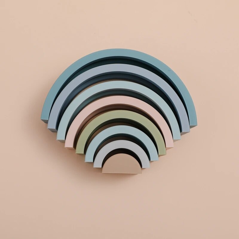 8Pcs Educational Rainbow Silicone Stacker