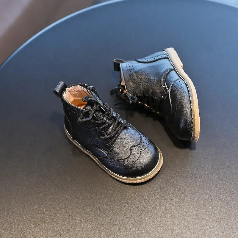 Leather Shoes Kids Ankle Boots in Black and Brown (Sizes 21-30) (2 Colors)