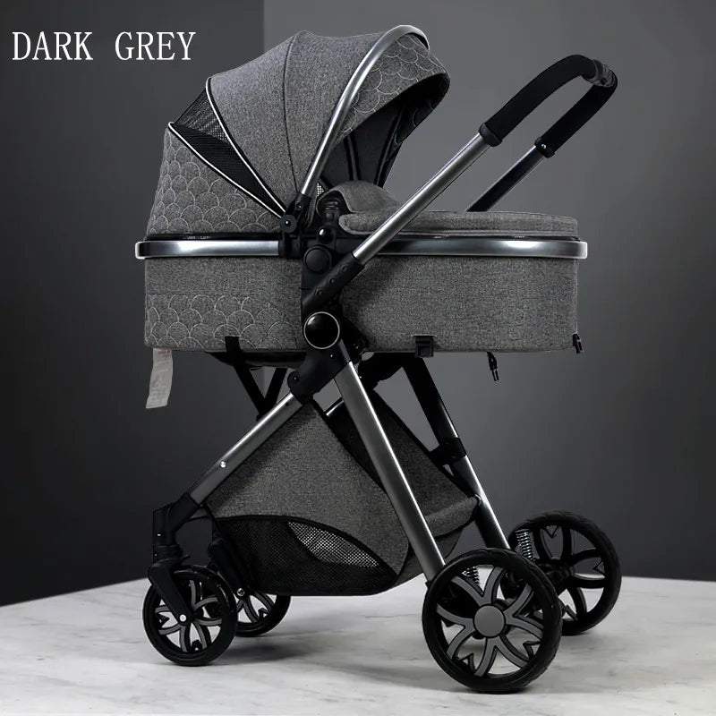 Luxury Baby Stroller 3 in 1 High Landscape Baby Cart Can Sit Can Lie Portable Pushchair Baby Cradel Infant Carrier Free Shipping