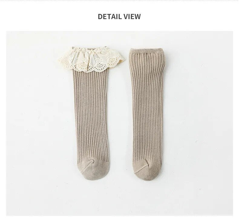 Adorable Tube Knee Socks with Lace Sizes 0-8y