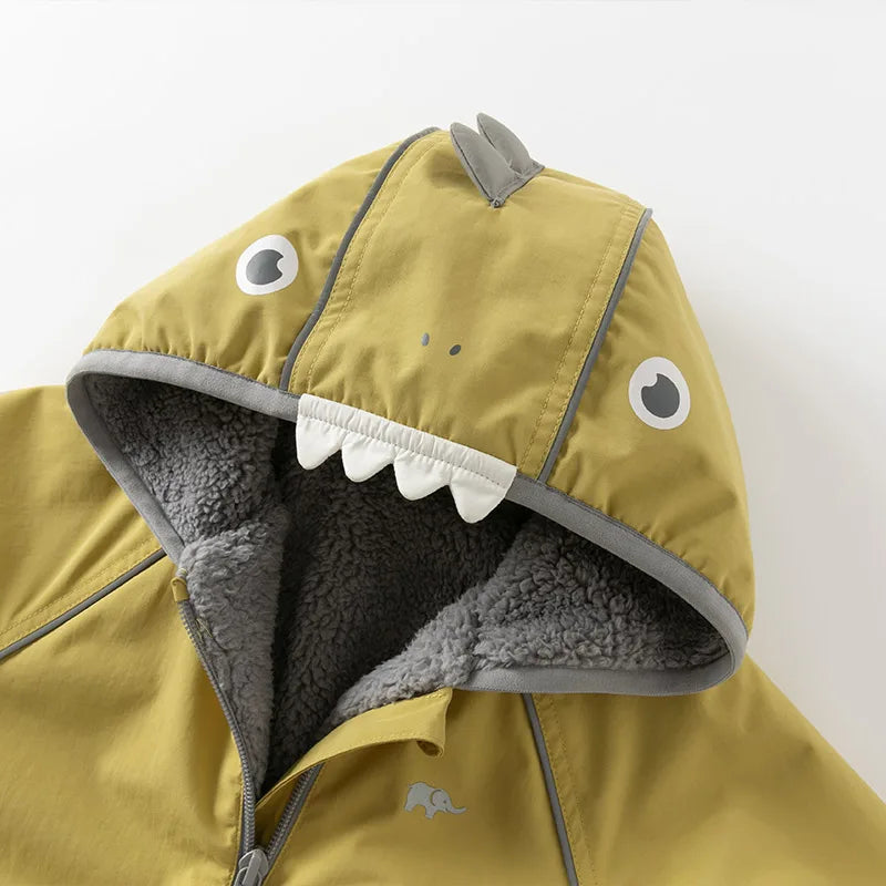 Green dinosaur Dave and Bella Toddler Snowsuit.