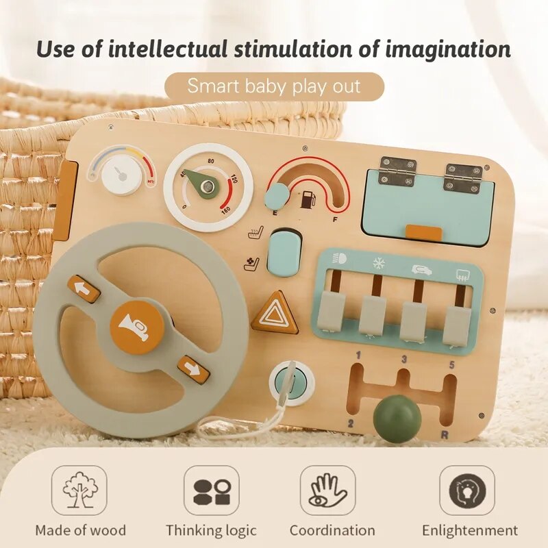 Wooden Car Dashboard Toy for Kids: Imagination-Powered Fun
