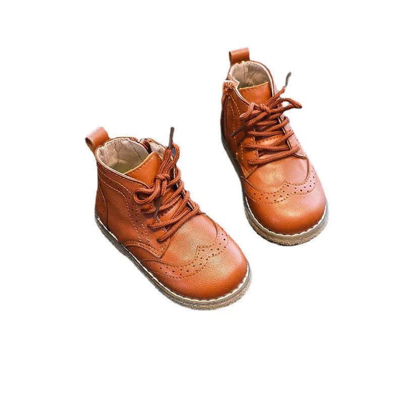 Leather Shoes Kids Ankle Boots in Black and Brown (Sizes 21-30) (2 Colors)