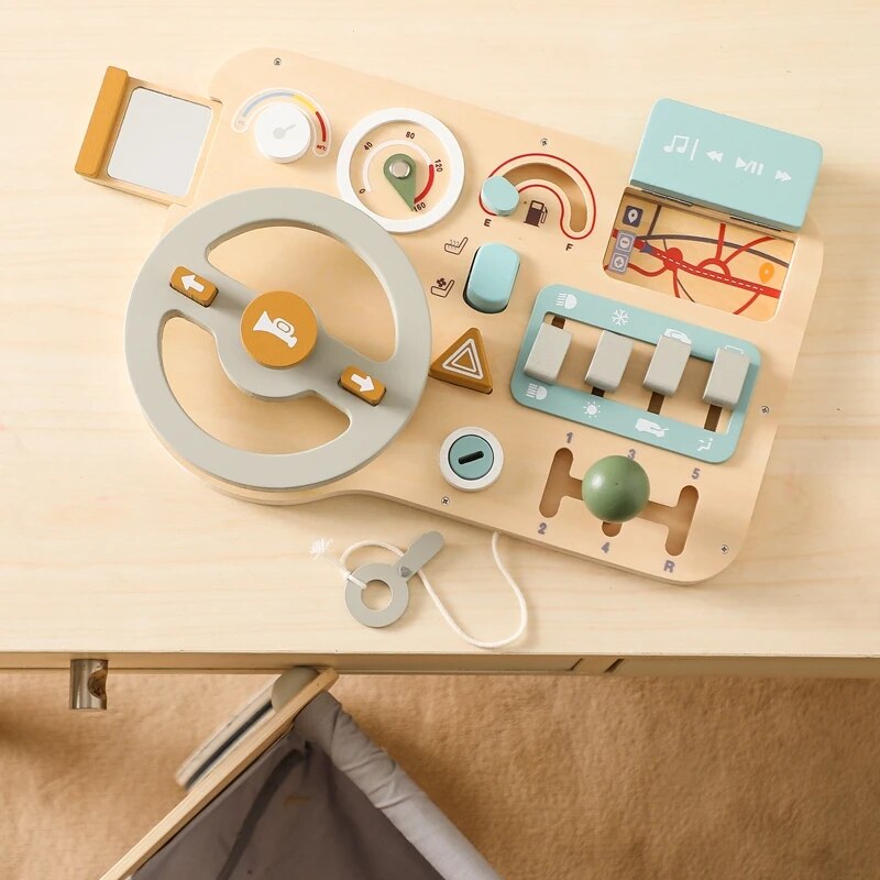 Wooden Car Dashboard Toy for Kids: Imagination-Powered Fun