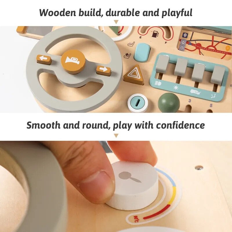 Wooden Car Dashboard Toy for Kids: Imagination-Powered Fun