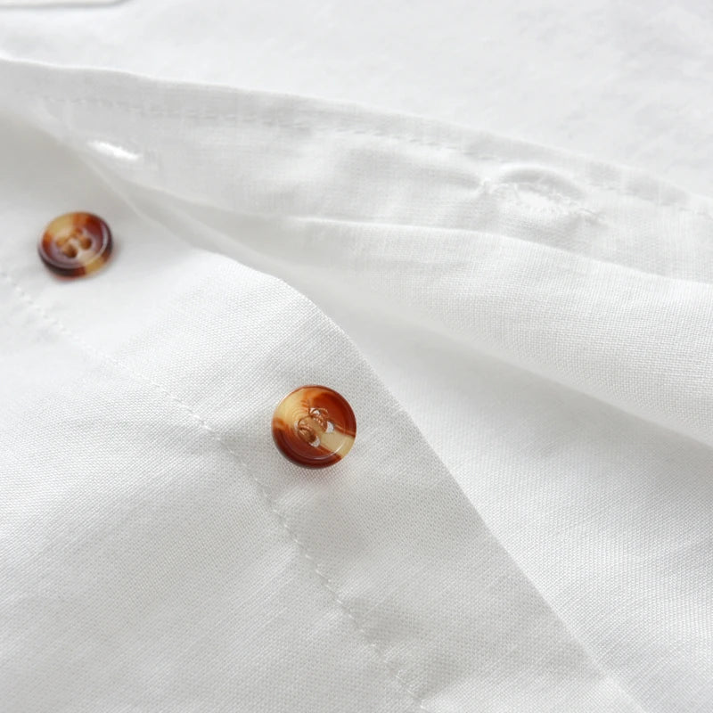 White kids shirt with heringbone buttons