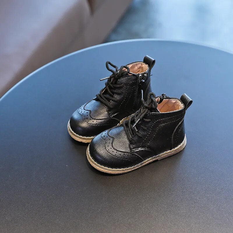 Leather Shoes Kids Ankle Boots in Black and Brown (Sizes 21-30) (2 Colors)