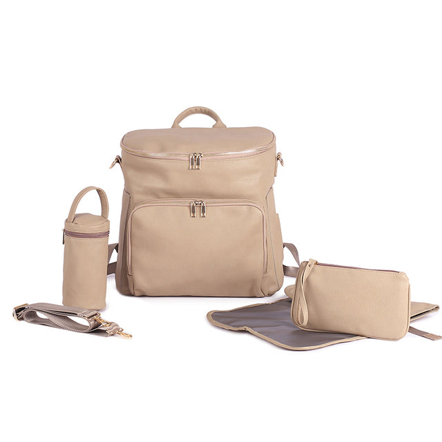 Ivory Beige White Diaper Bag, diaper changing pad, backpack,