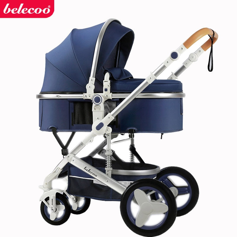 Luxury Baby Stroller 3 in 1 High Landscape Baby Cart Can Sit Can Lie Portable Pushchair Baby Cradel Infant Carrier Free Shipping