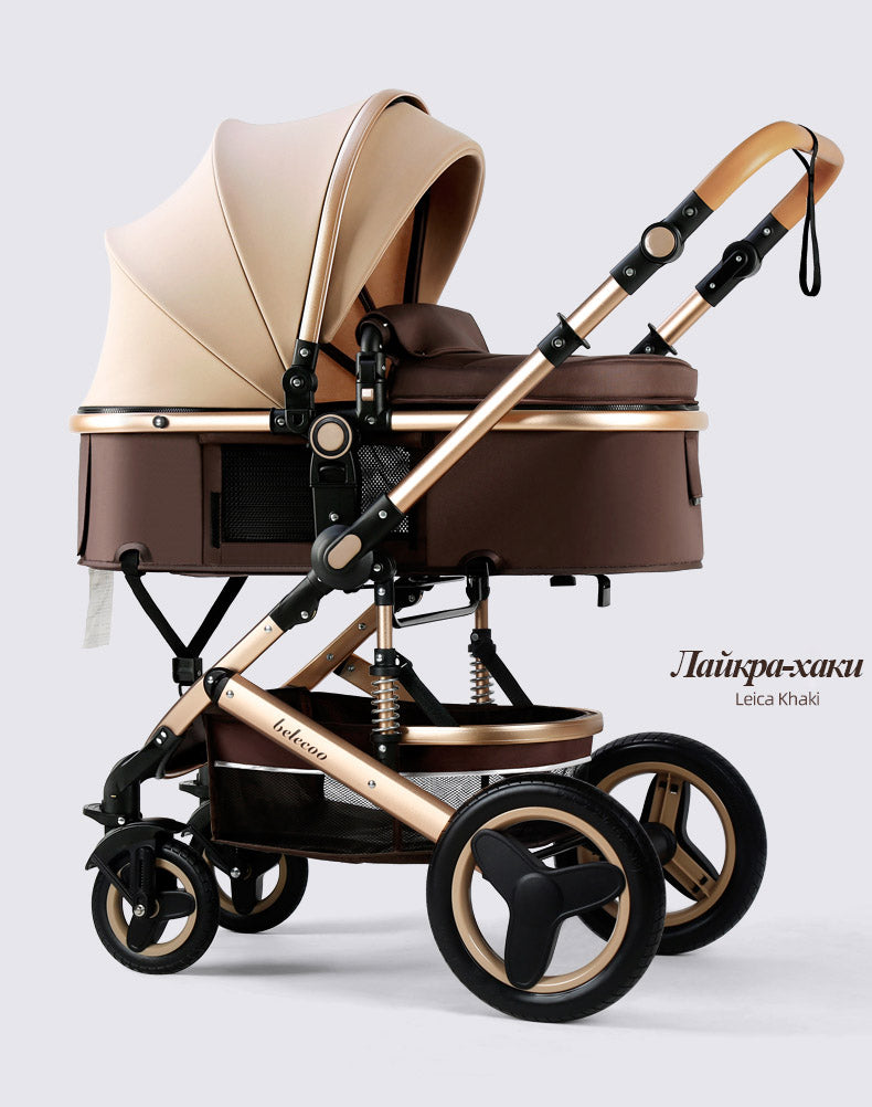 Luxury Baby Stroller 3 in 1 High Landscape Baby Cart Can Sit Can Lie Portable Pushchair Baby Cradel Infant Carrier Free Shipping