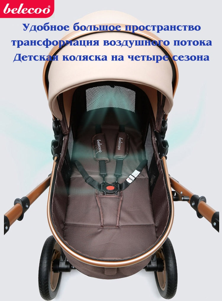 Luxury Baby Stroller 3 in 1 High Landscape Baby Cart Can Sit Can Lie Portable Pushchair Baby Cradel Infant Carrier Free Shipping