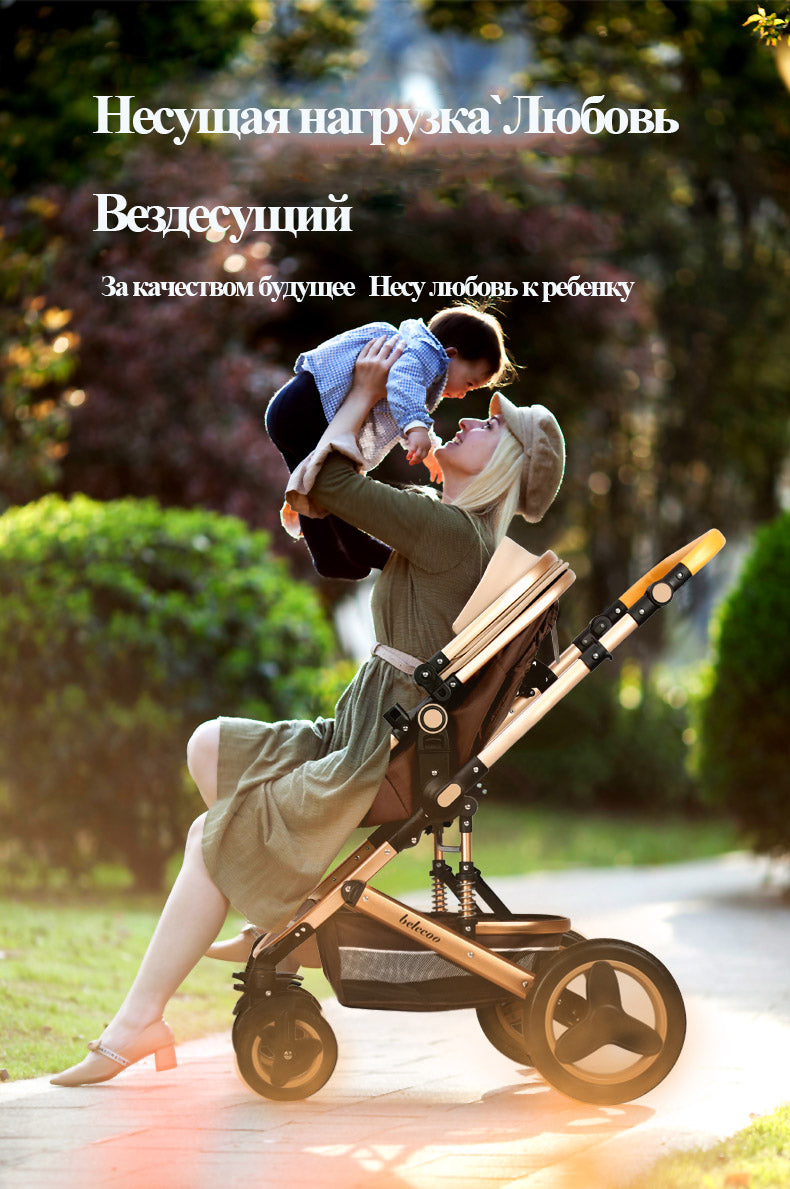 Luxury Baby Stroller 3 in 1 High Landscape Baby Cart Can Sit Can Lie Portable Pushchair Baby Cradel Infant Carrier Free Shipping