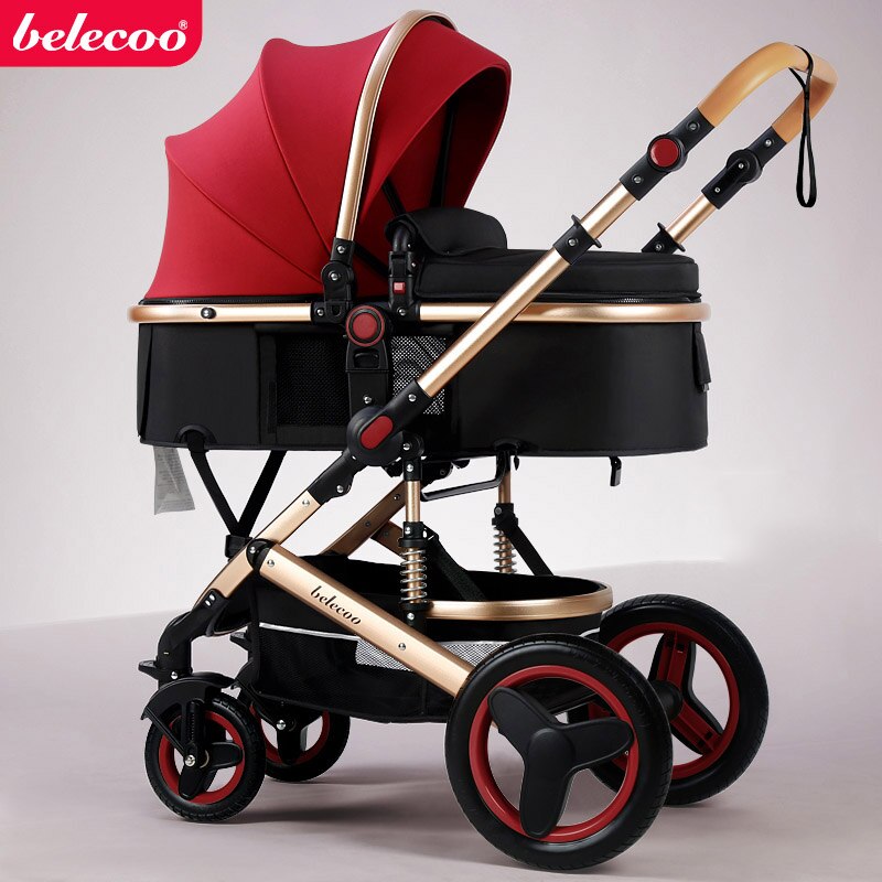 Luxury Baby Stroller 3 in 1 High Landscape Baby Cart Can Sit Can Lie Portable Pushchair Baby Cradel Infant Carrier Free Shipping