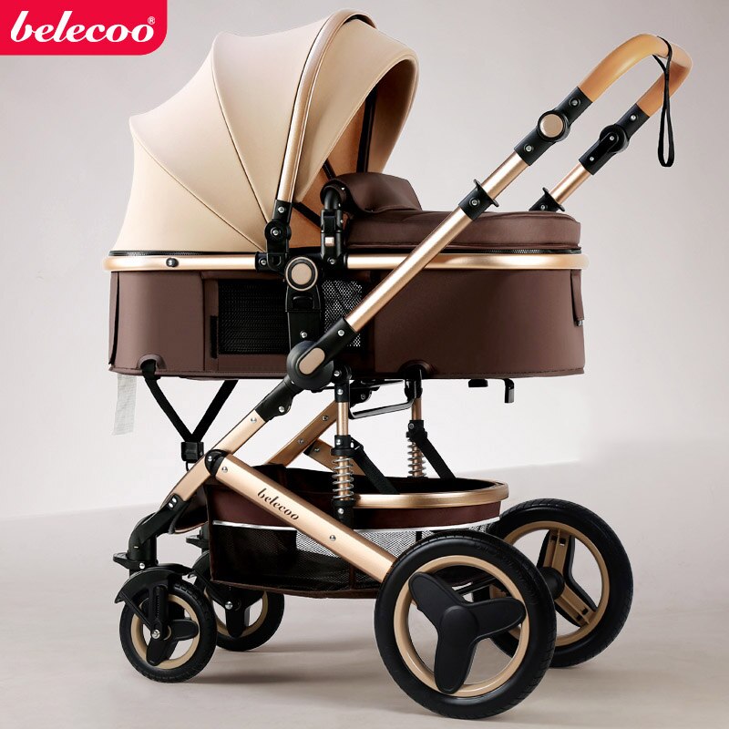 Luxury Baby Stroller 3 in 1 High Landscape Baby Cart Can Sit Can Lie Portable Pushchair Baby Cradel Infant Carrier Free Shipping