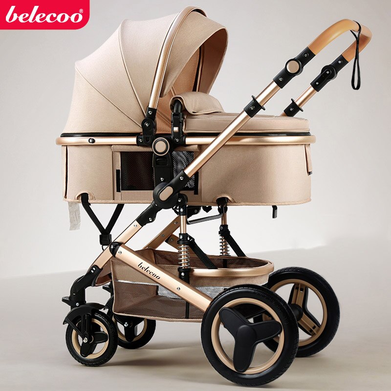 Luxury Baby Stroller 3 in 1 High Landscape Baby Cart Can Sit Can Lie Portable Pushchair Baby Cradel Infant Carrier Free Shipping