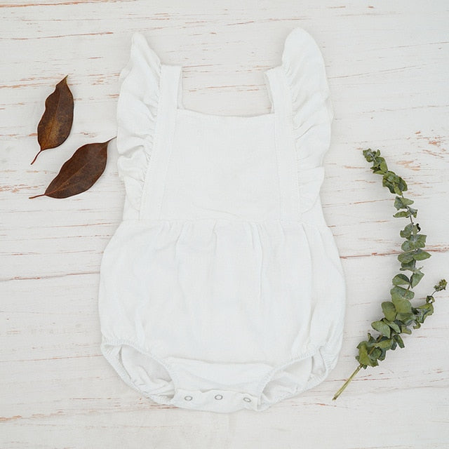 white baby summer romper