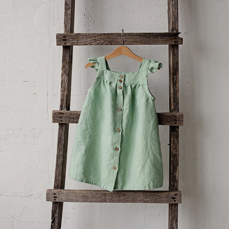 Green Girls Party Summer Dress, sleeveless knee length