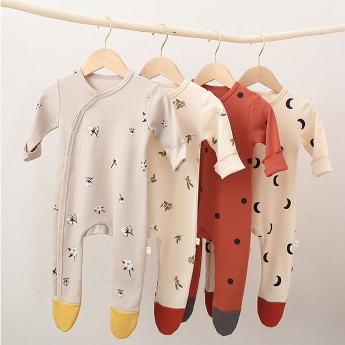 4 styles Ivory Infant sleeper with matching hat, with a flower graphic