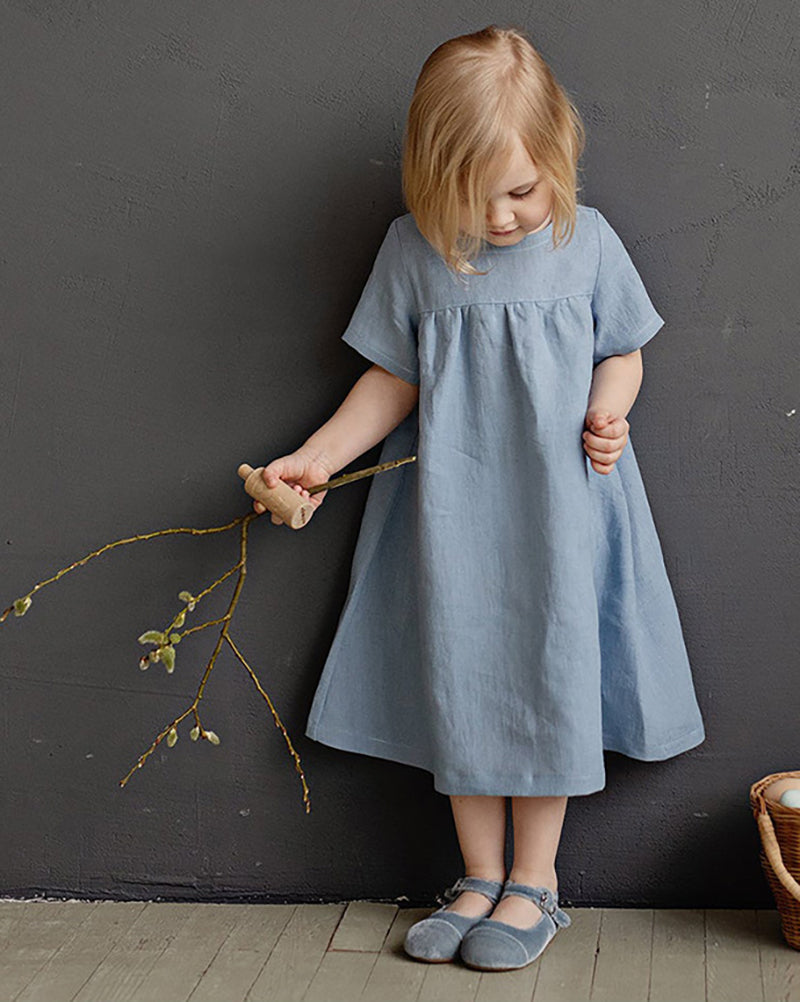 Bómull Girls Dress 7M to 6Y (3 Colors)