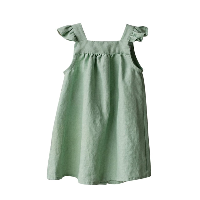 Green Girls Party Summer Dress, sleeveless knee length