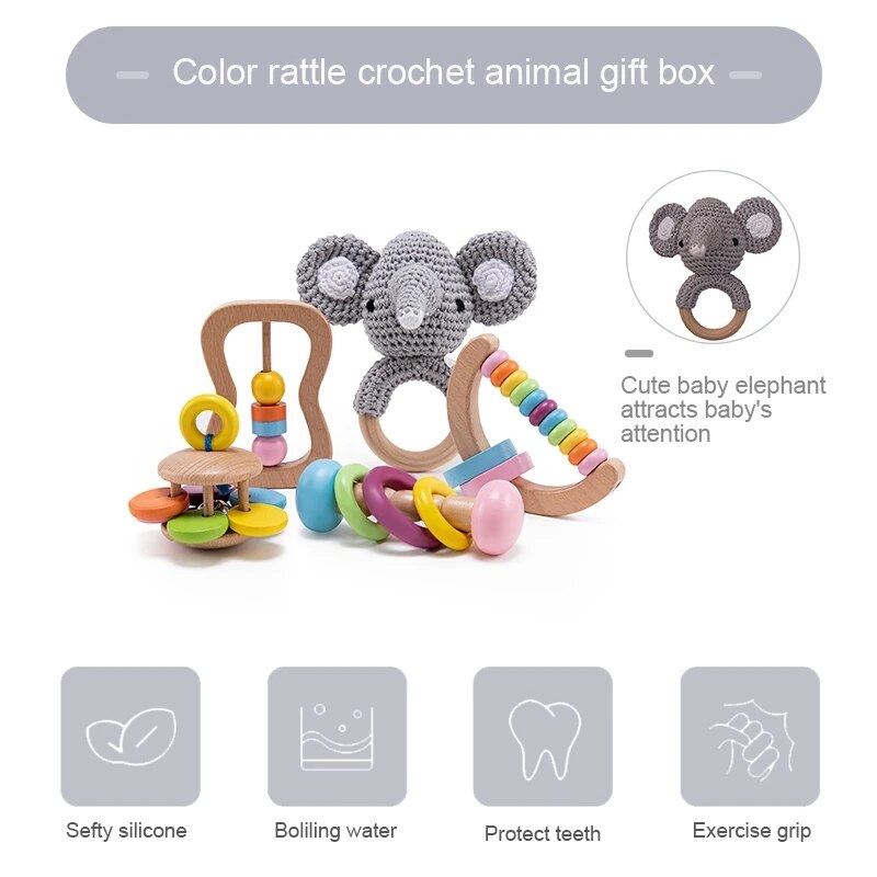 Montessori Wooden Rattle Gift Set