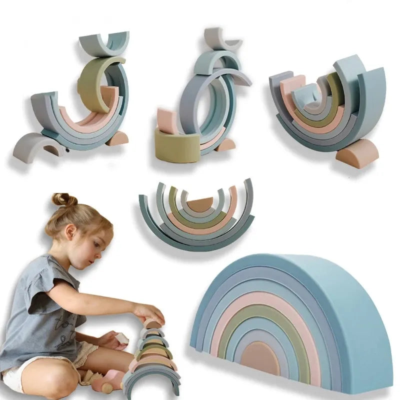 8Pcs Educational Rainbow Silicone Stacker: A Safe and Creative Playtime Companion