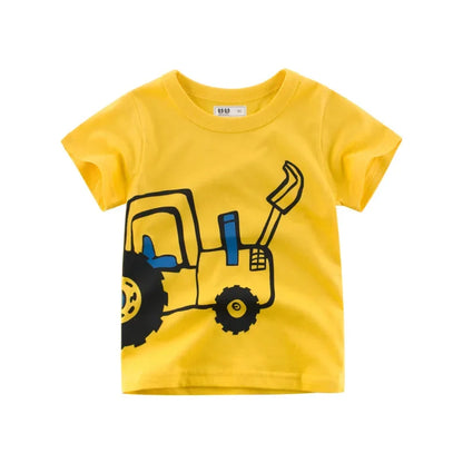 Yellow kids T-Shirt with escavator graphic