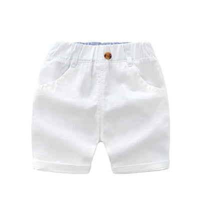 White boys shorts with pockets in the front and back. Wedding, birthday party