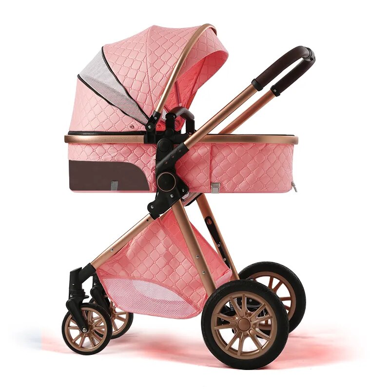 Luxury Baby Stroller 3 in 1 High Landscape Baby Cart Can Sit Can Lie Portable Pushchair Baby Cradel Infant Carrier Free Shipping