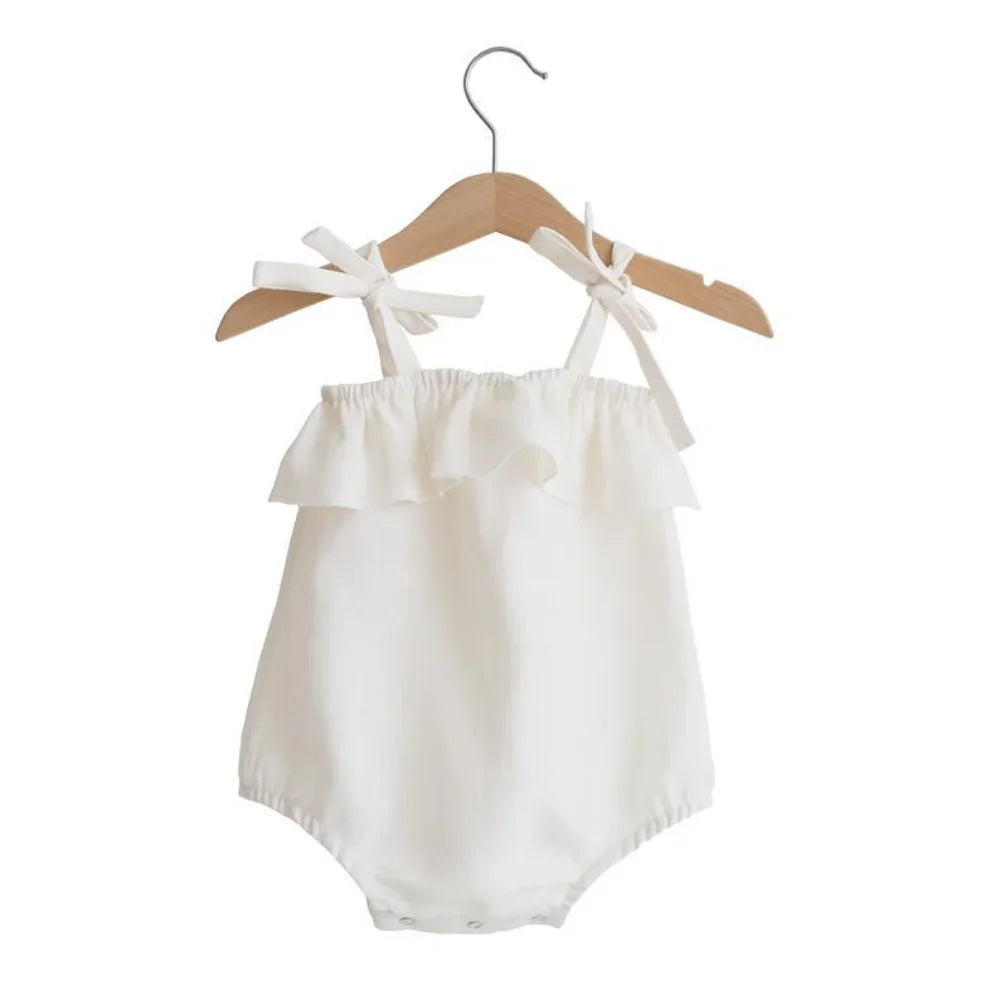 white infant romper, christining, wedding, newborn summer clothes. 
