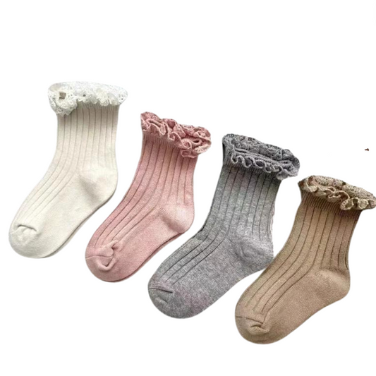 Adorable Flower Ruffle Cotton Socks for Kids Size 0-8y (7 Colors)