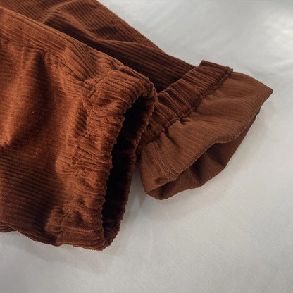 Unisex Corduroy Elastic Cuff Pants With Pockets