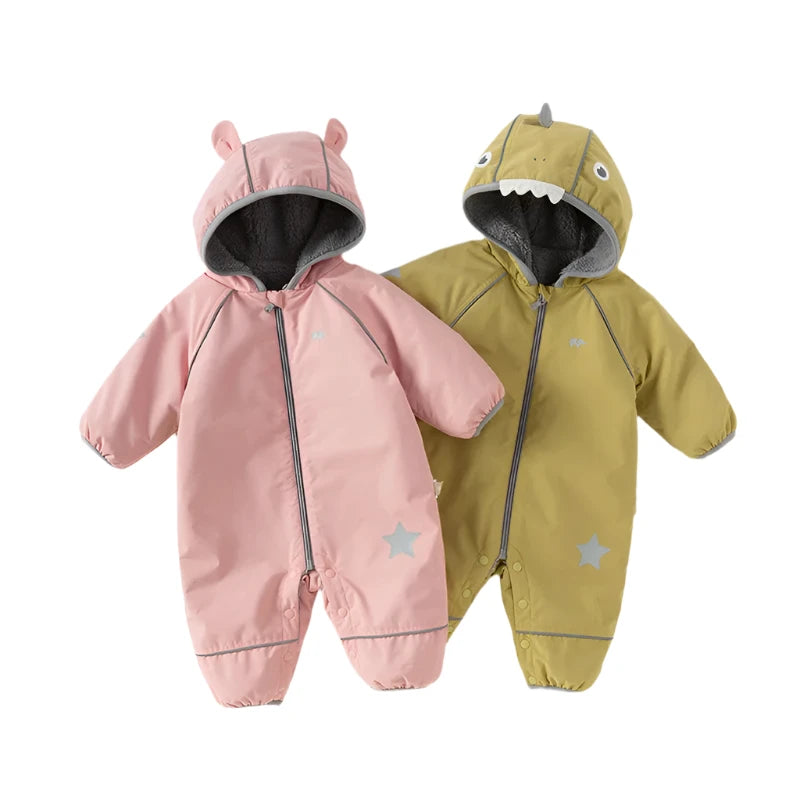 Dave and Bella baby snowsuit in pink and green