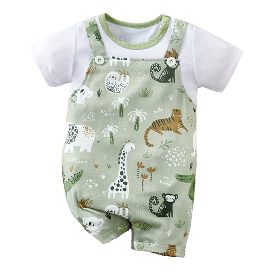 Cute baby overalls with a built-in t-shirt
