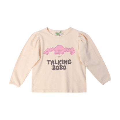 baby sweat shirt, baby girl long sleeved shirt with pippy style graphic of pink hair. 