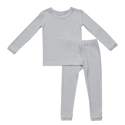 Grey kids pajama separates in sizes 12m to 6y