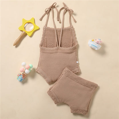 Lula Lace-up Knitted Baby Romper