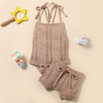 Lula Lace-up Knitted Baby Romper