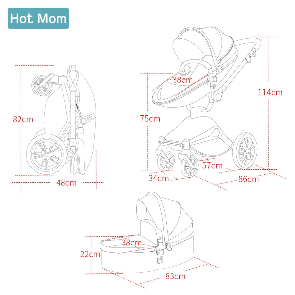 Baby Stroller 3 in 1 travel system with bassinet and car seat