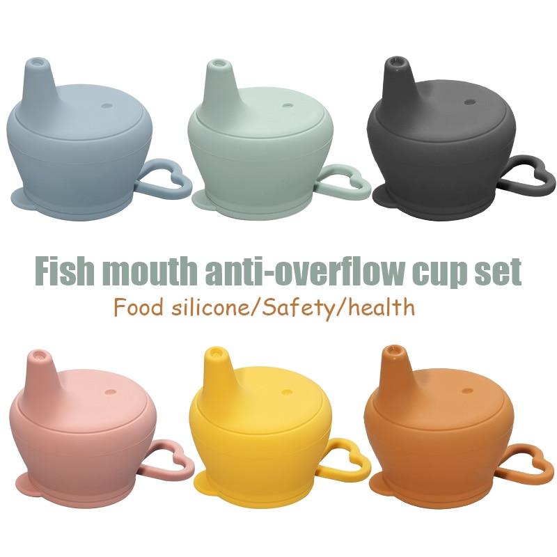 Fish mouth anty overflow  Baby silicone sippy cup covers