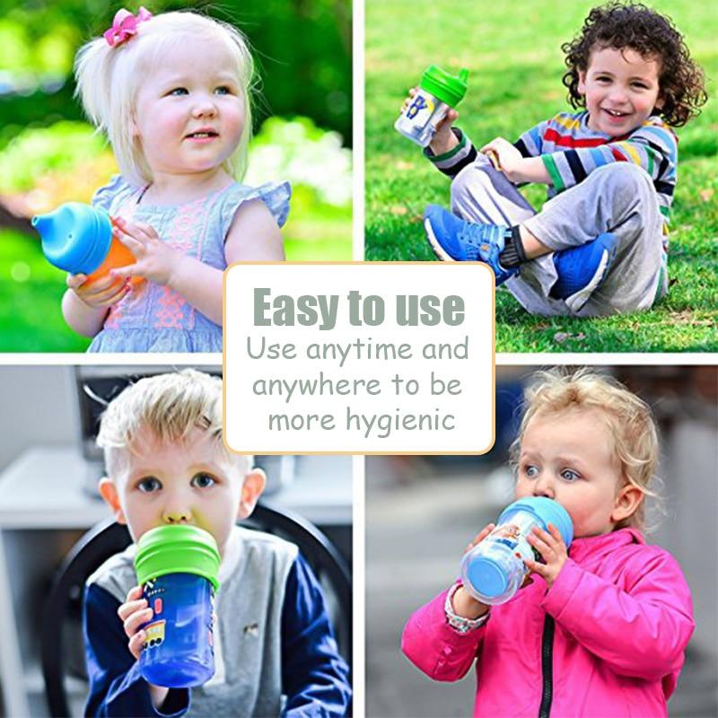 4 kids drinking from Baby silicone sippy cup covers