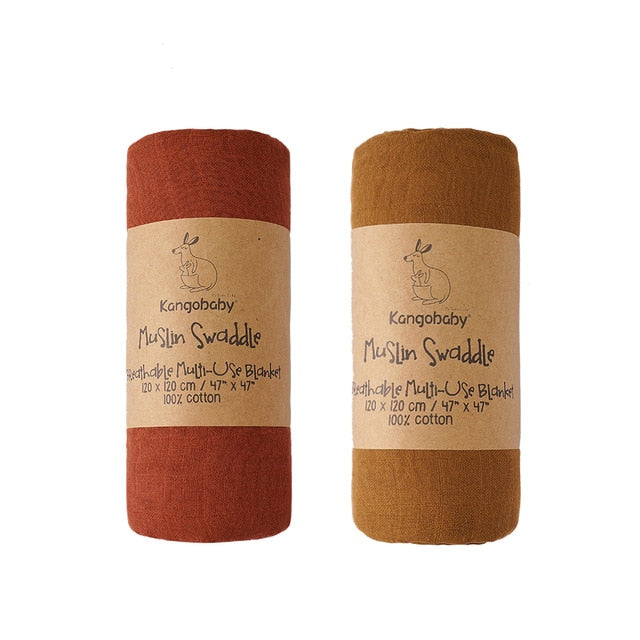 2 pack Swaddle mustard and burnt umber