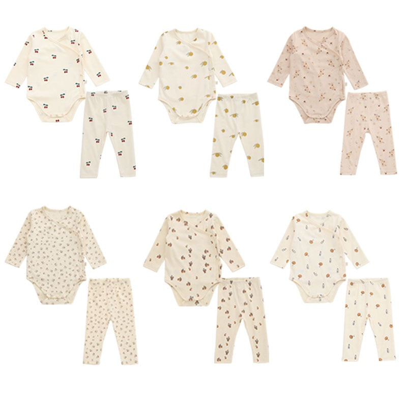 2 Piece set, long sleeved onesie with side and bottom snaps and leggings 6 types